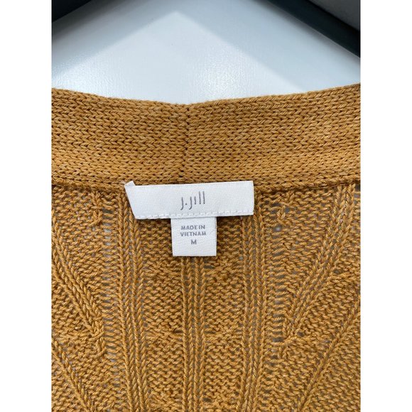J Jill Open Front Cardigan Sweater Women M 3/4 Sleeve Cable Knit Neutral Comfort - Picture 3 of 7